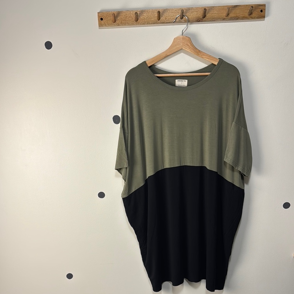 Jackson Rowe Olive Green and Black Midi Dress